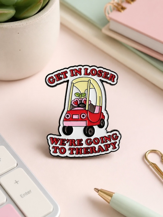 Accessories - Get In Loser Enamel Pin - Red Toy Car with Yellow Roof